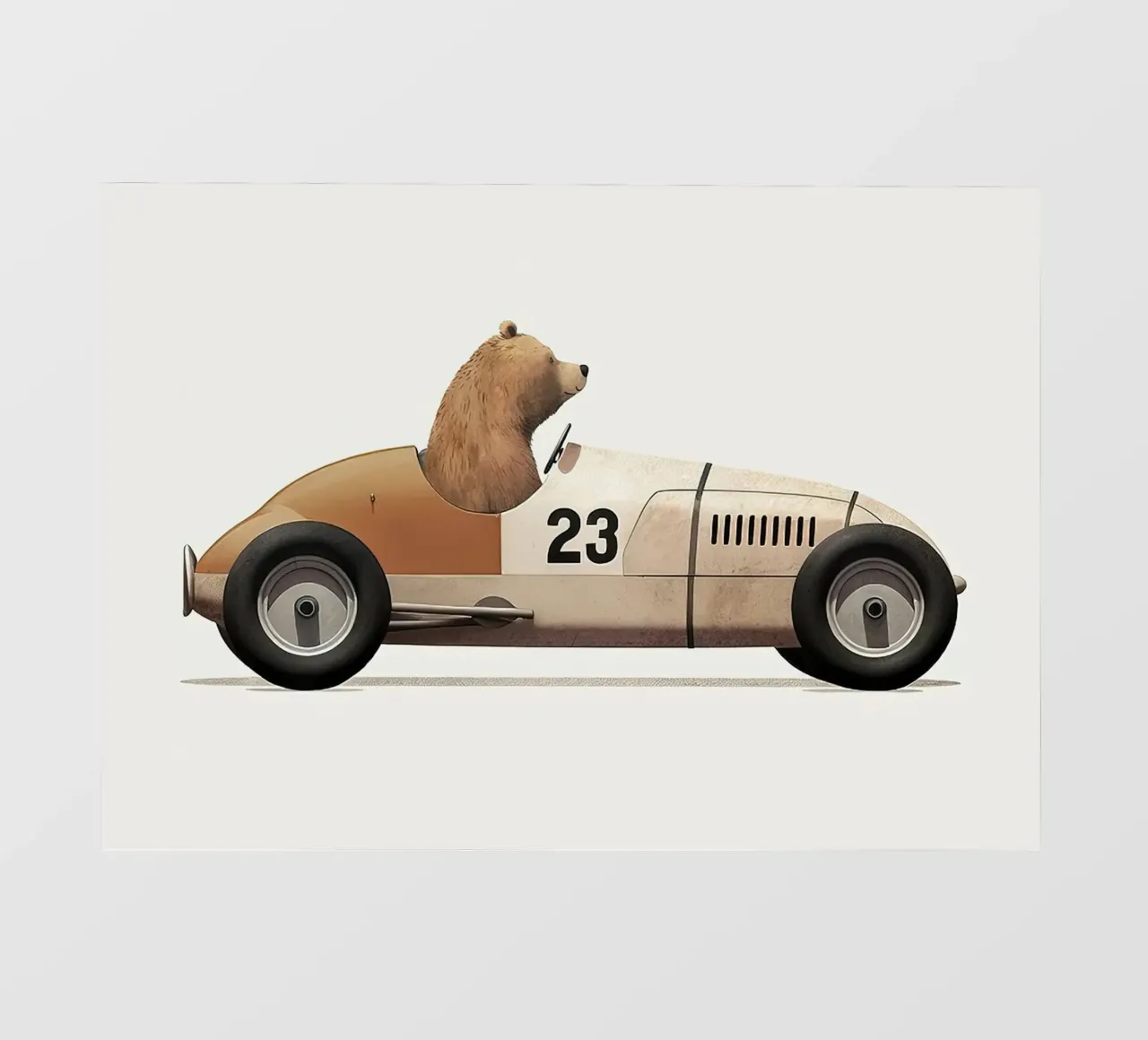 Orso in auto giocattolo telo in pvc da Emil Art Studio