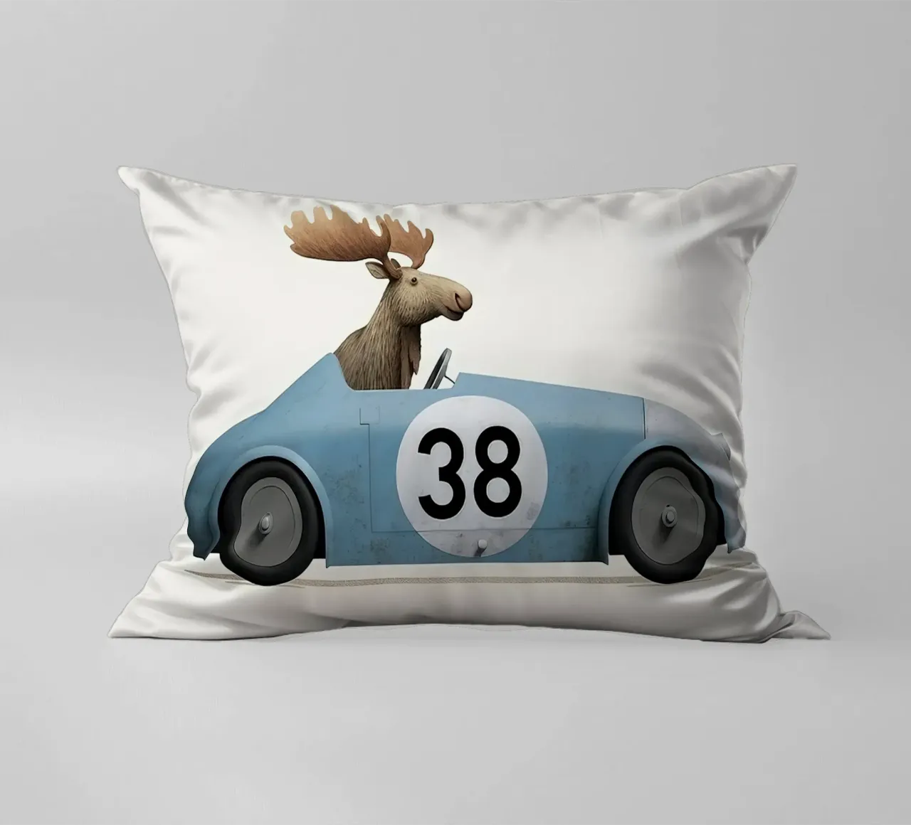 Alce in auto giocattolo cuscino da Emil Art Studio