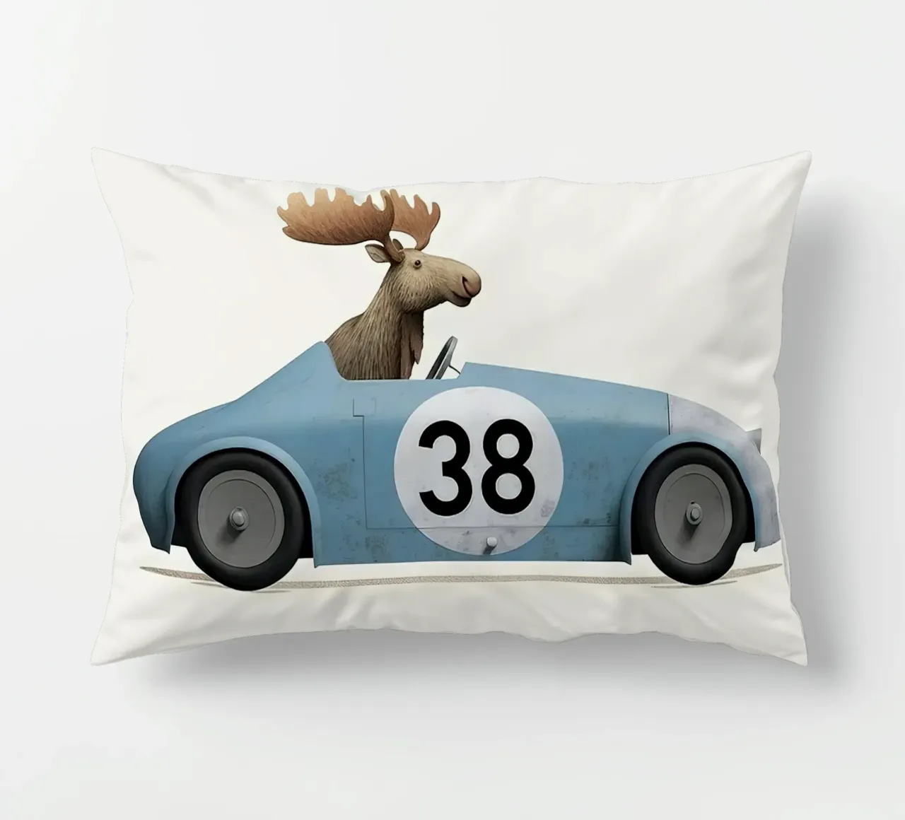 Alce in auto giocattolo cuscino da Emil Art Studio