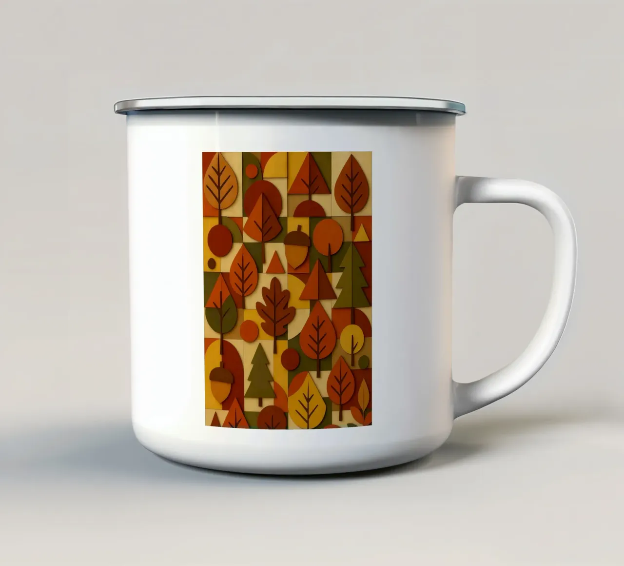 Herfst Abstract Geometrisch Ontwerp emaille mok van ARTOMATIC