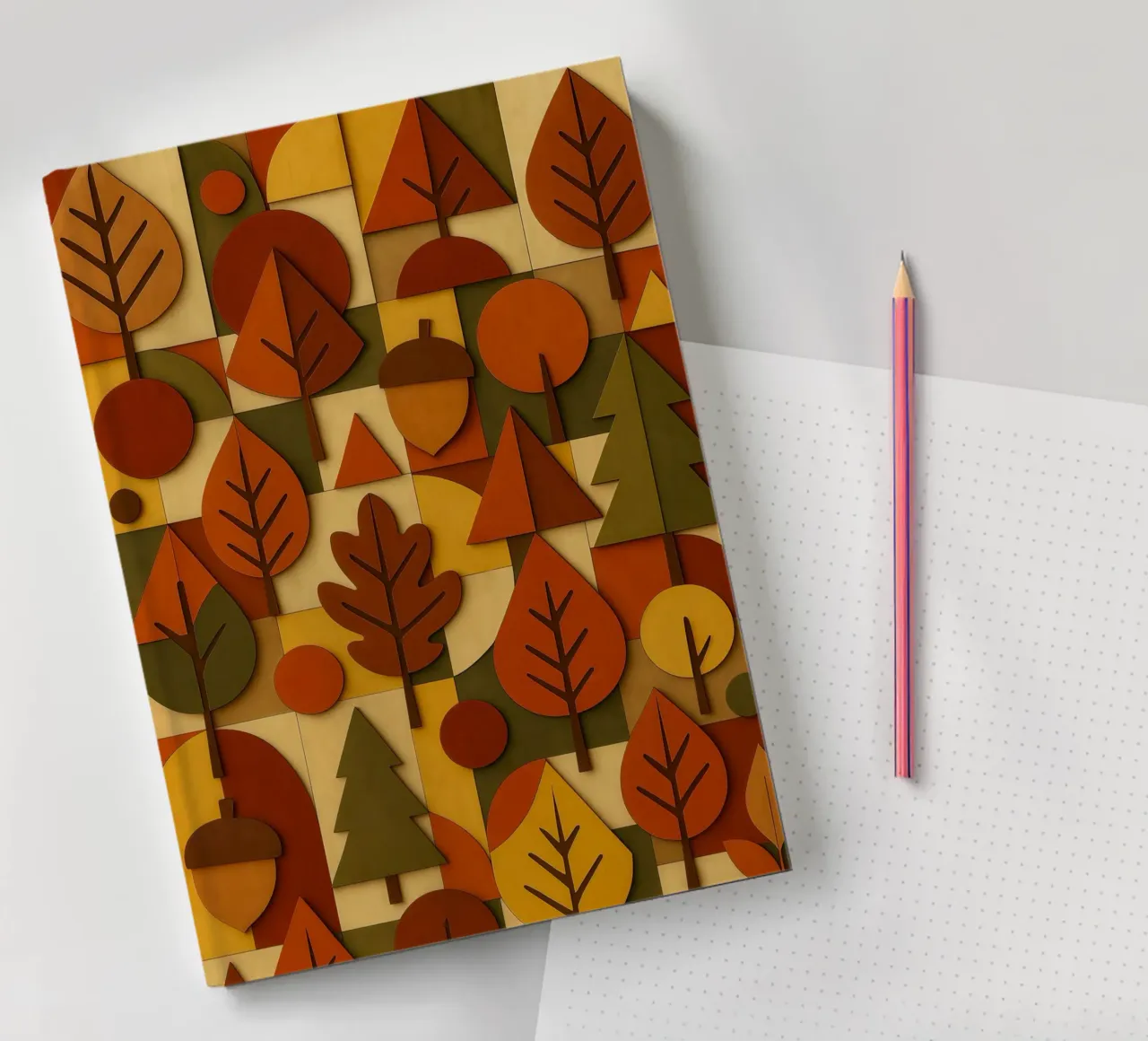Autumn Fall Abstract Geometric Design notebook by ARTOMATIC
