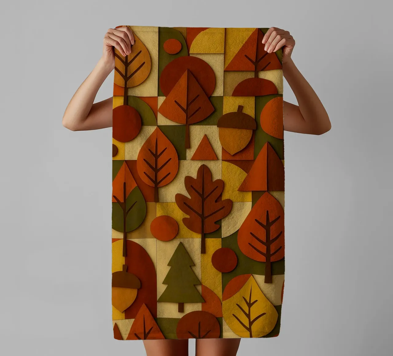 Autumn Fall Abstract Geometric Design towel by ARTOMATIC