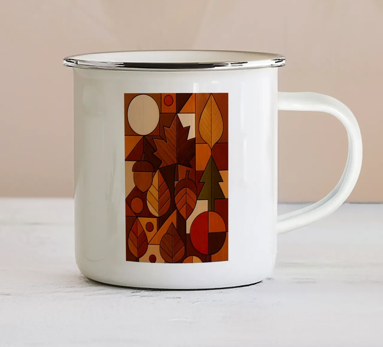 Stile astratto autunno legno tazza in smalto da ARTOMATIC