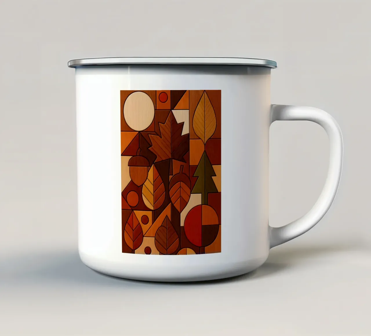 Stile astratto autunno legno tazza in smalto da ARTOMATIC