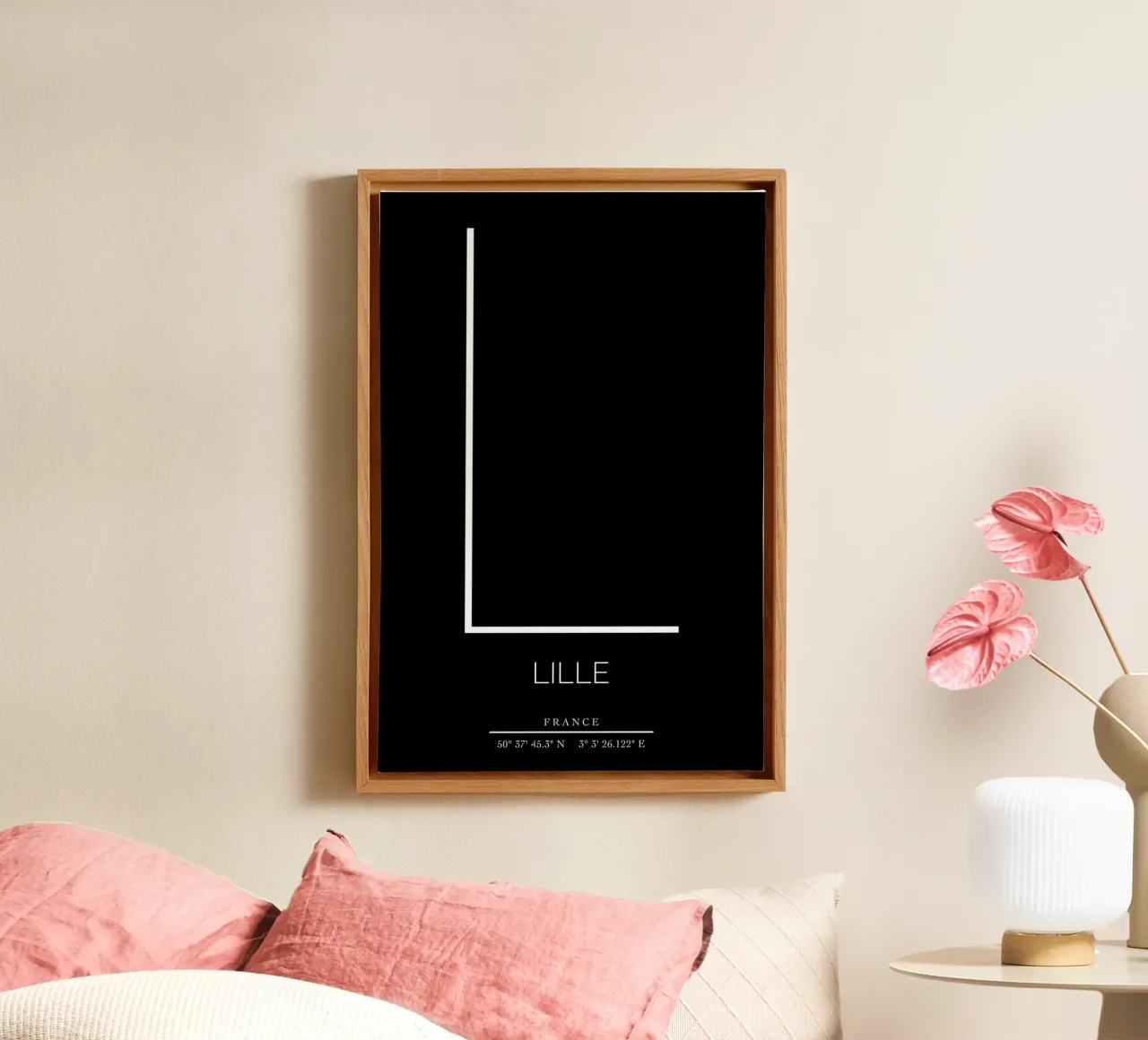 LILLE - noir canvas met Baklijst van CityLights
