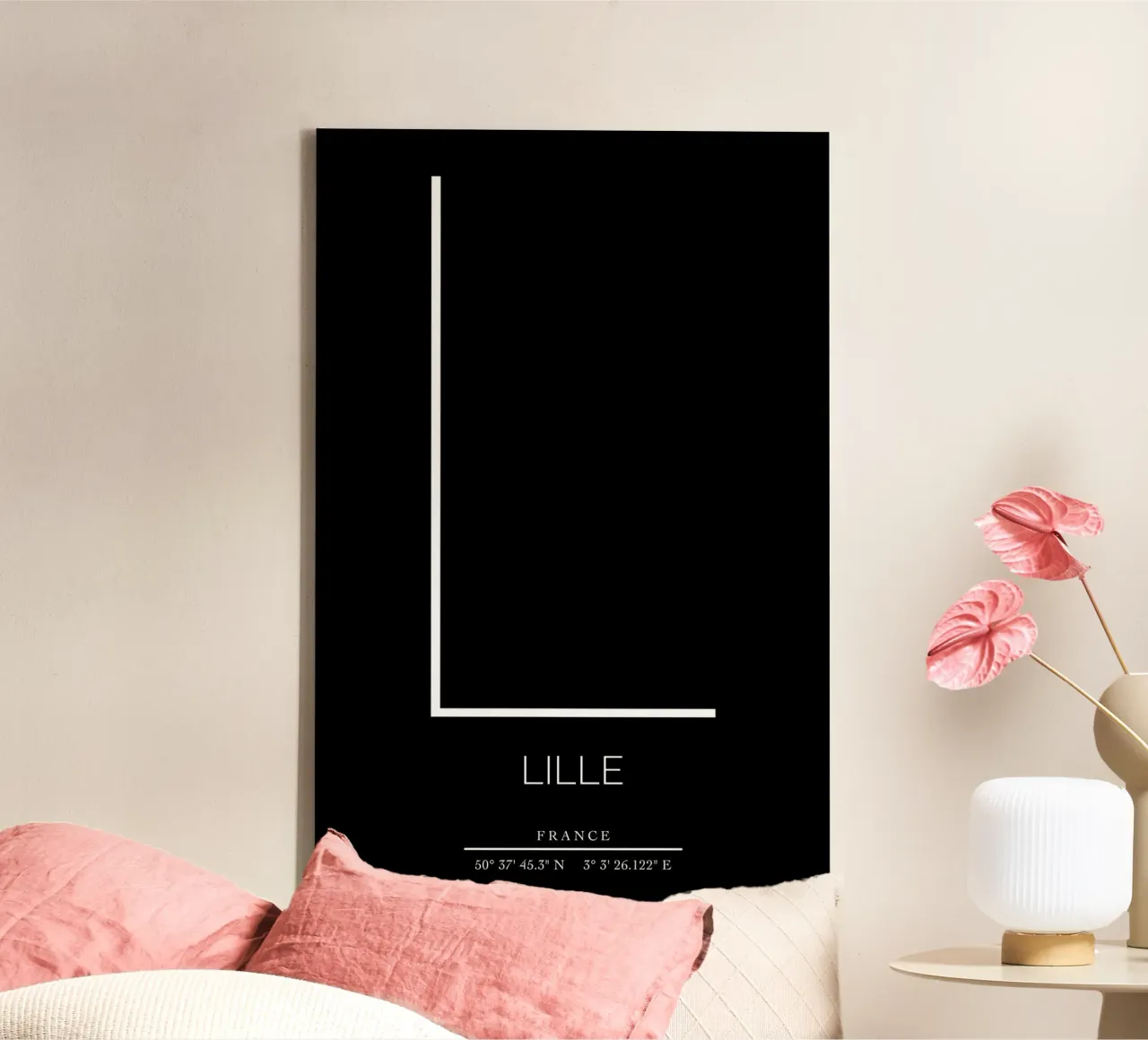 LILLE - noir canvas met Baklijst van CityLights