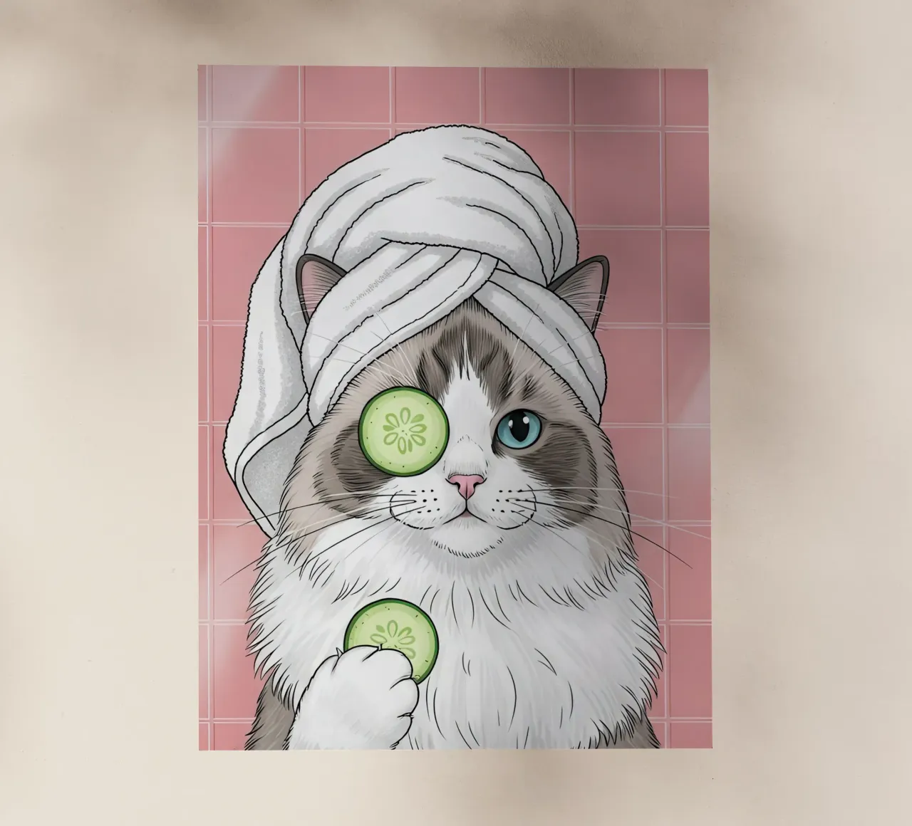 Spa Day Cat Illustration pellicola backlit da Attaboy Dsgn