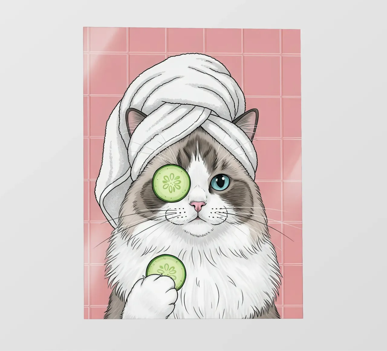 Spa Day Cat Illustration pellicola backlit da Attaboy Dsgn