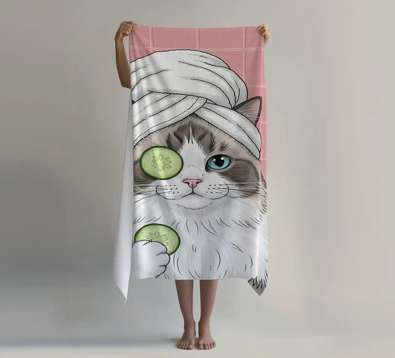 Spa Day Cat Illustration telo mare da Attaboy Dsgn