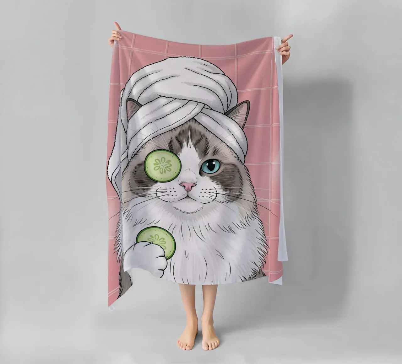 Spa Day Cat Illustration telo mare da Attaboy Dsgn
