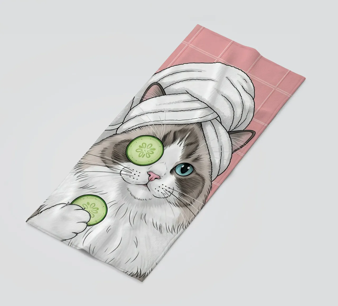 Spa Day Cat Illustration telo mare da Attaboy Dsgn