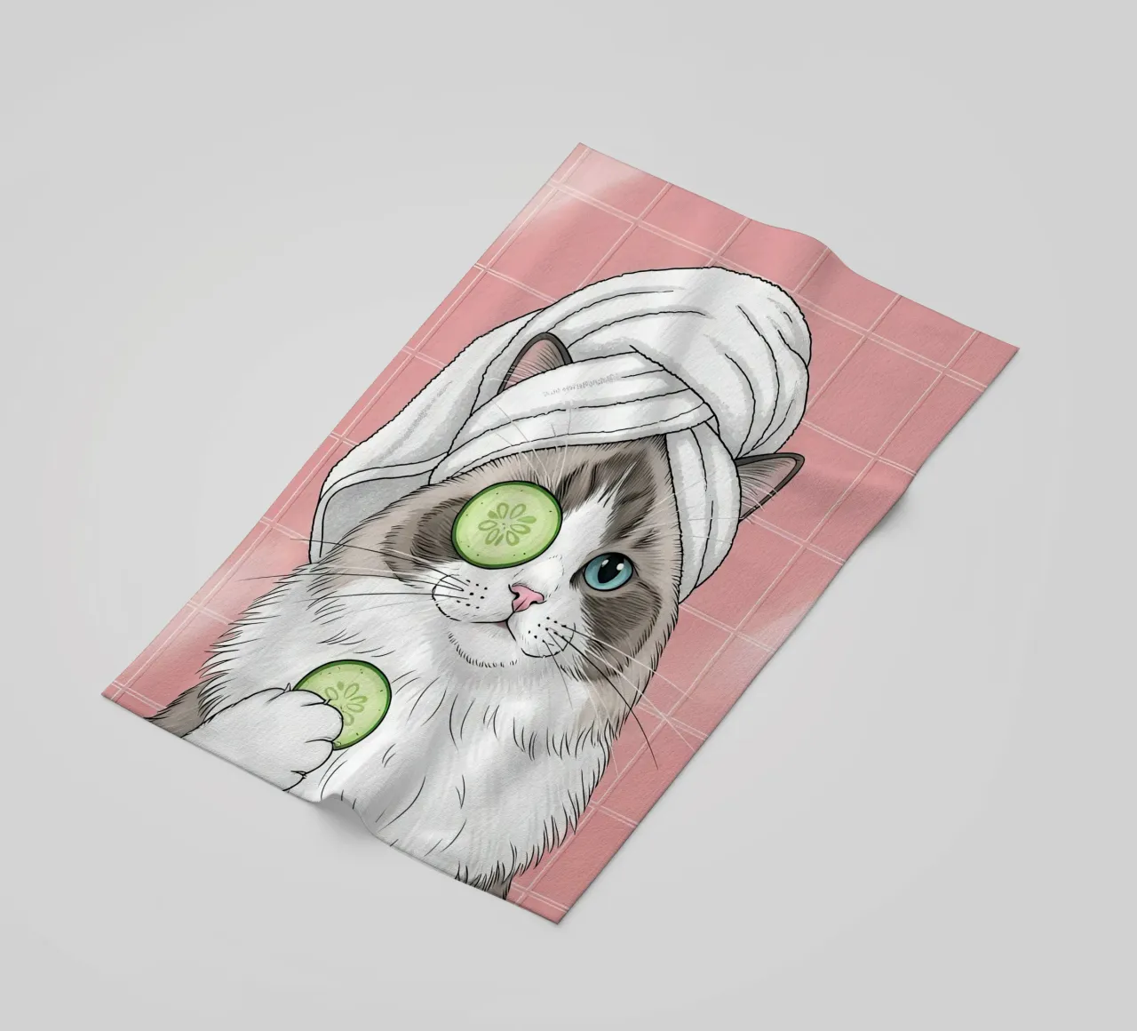 Spa Day Cat Illustration telo mare da Attaboy Dsgn
