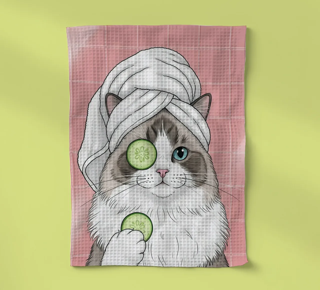 Spa Day Cat Illustration canovaccio da cucina da Attaboy Dsgn
