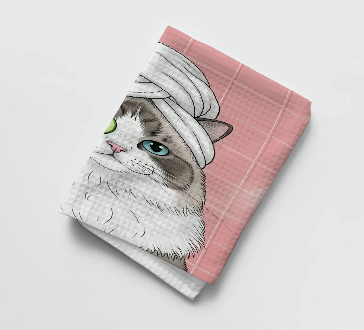 Spa Day Cat Illustration canovaccio da cucina da Attaboy Dsgn