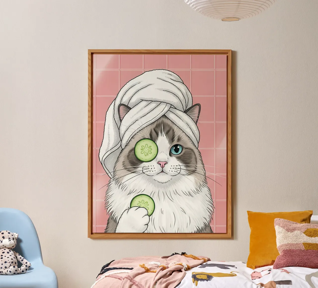 Spa Day Cat Illustration alluminio dibond da Attaboy Dsgn