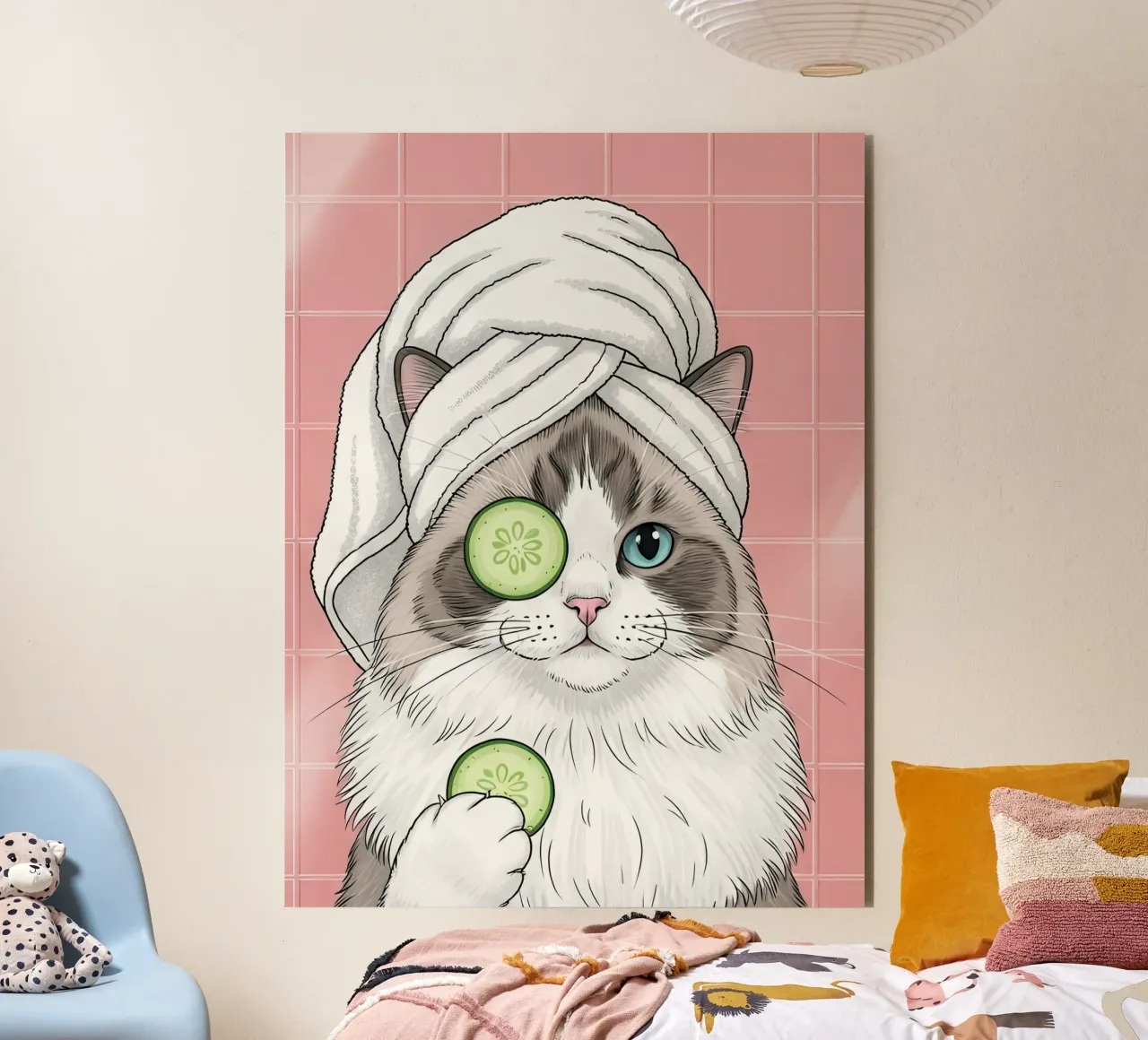 Spa Day Cat Illustration alluminio dibond da Attaboy Dsgn