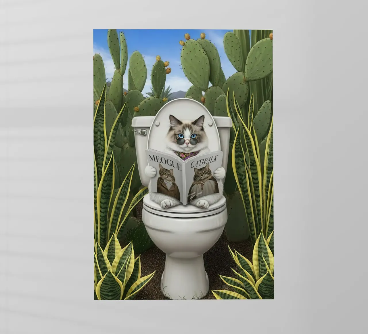 Cat Reading Magazine on Toilet pellicola backlit da Attaboy Dsgn
