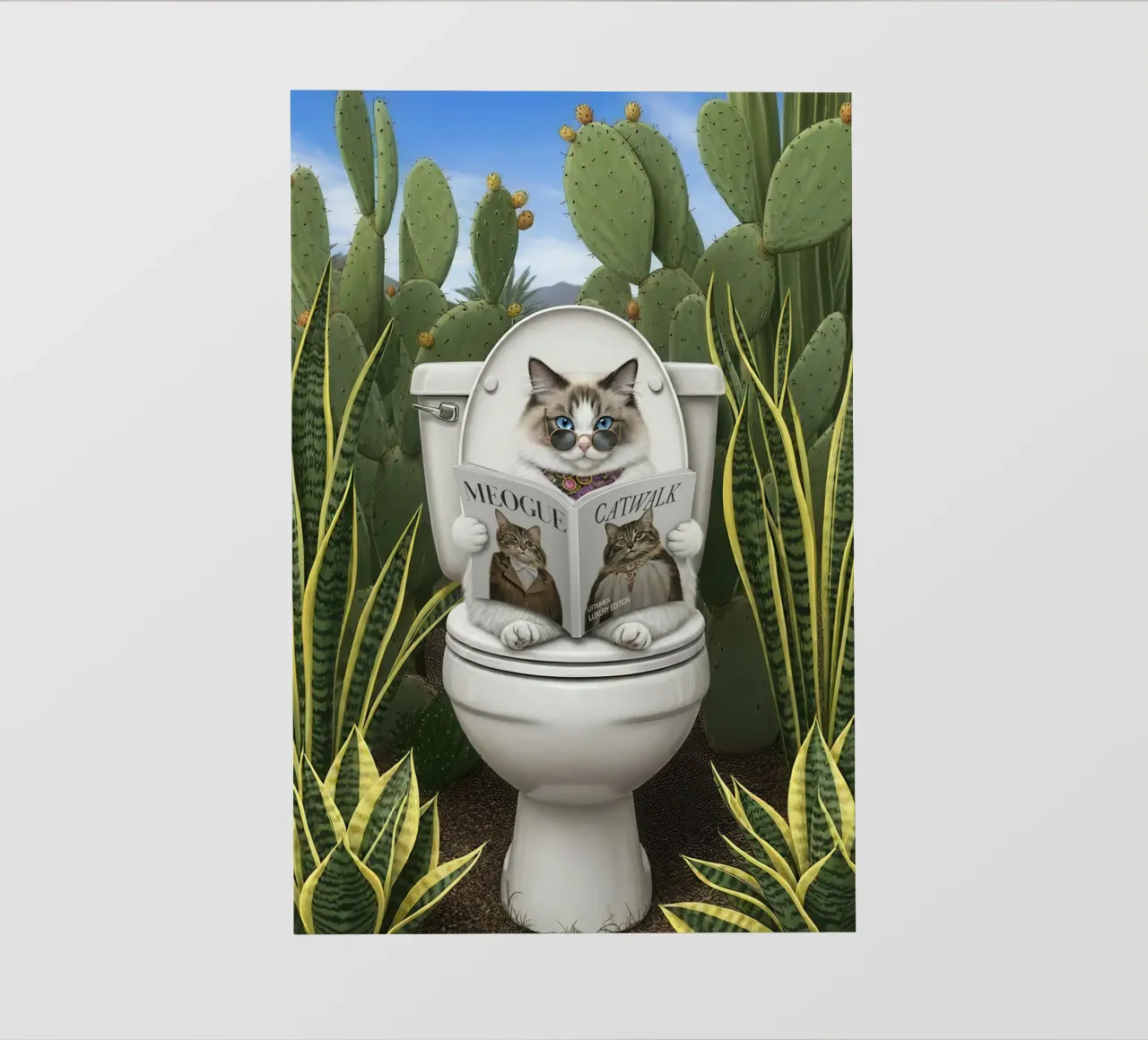 Cat Reading Magazine on Toilet telo in pvc da Attaboy Dsgn