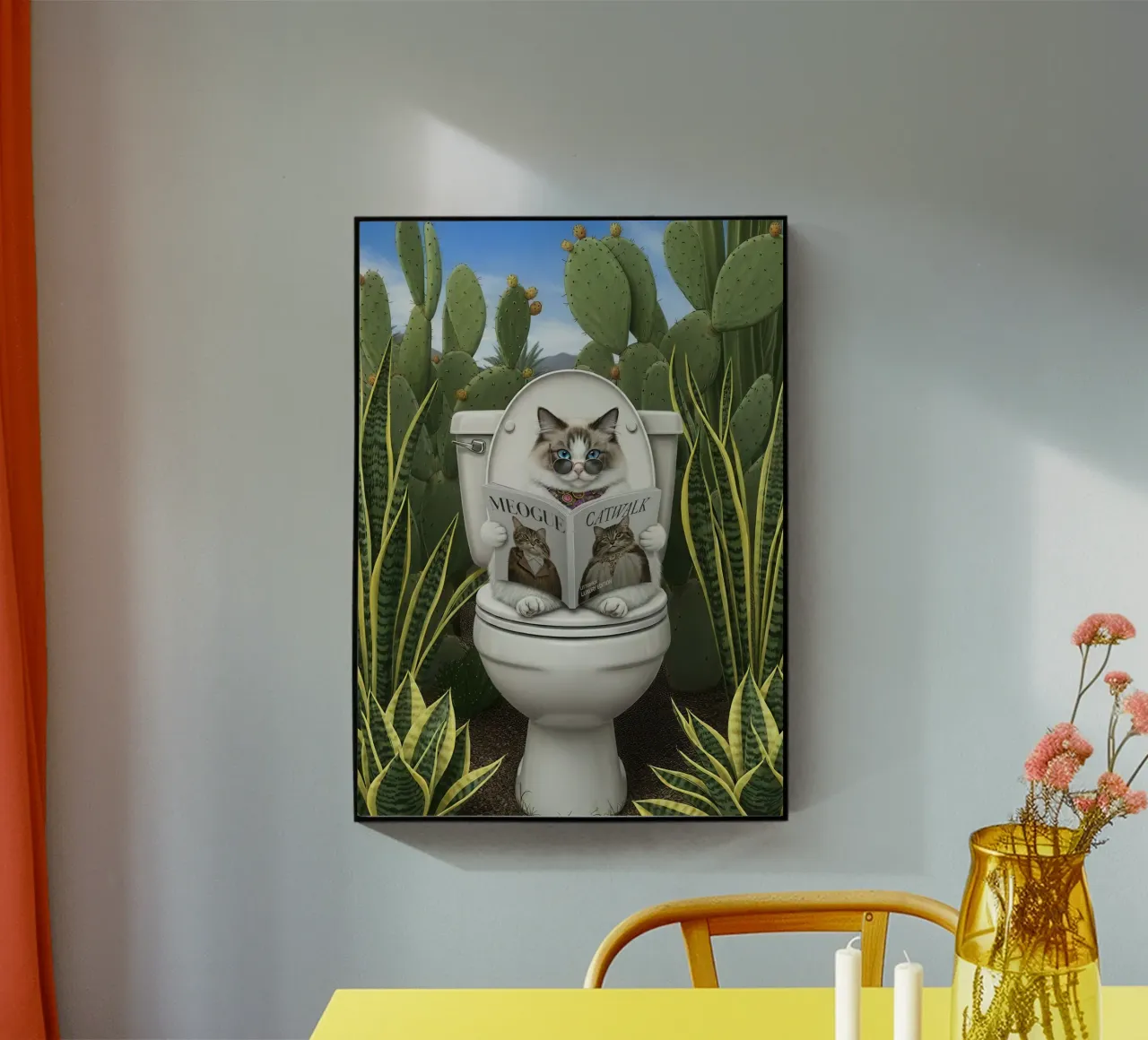 Cat Reading Magazine on Toilet metacrilato de Attaboy Dsgn