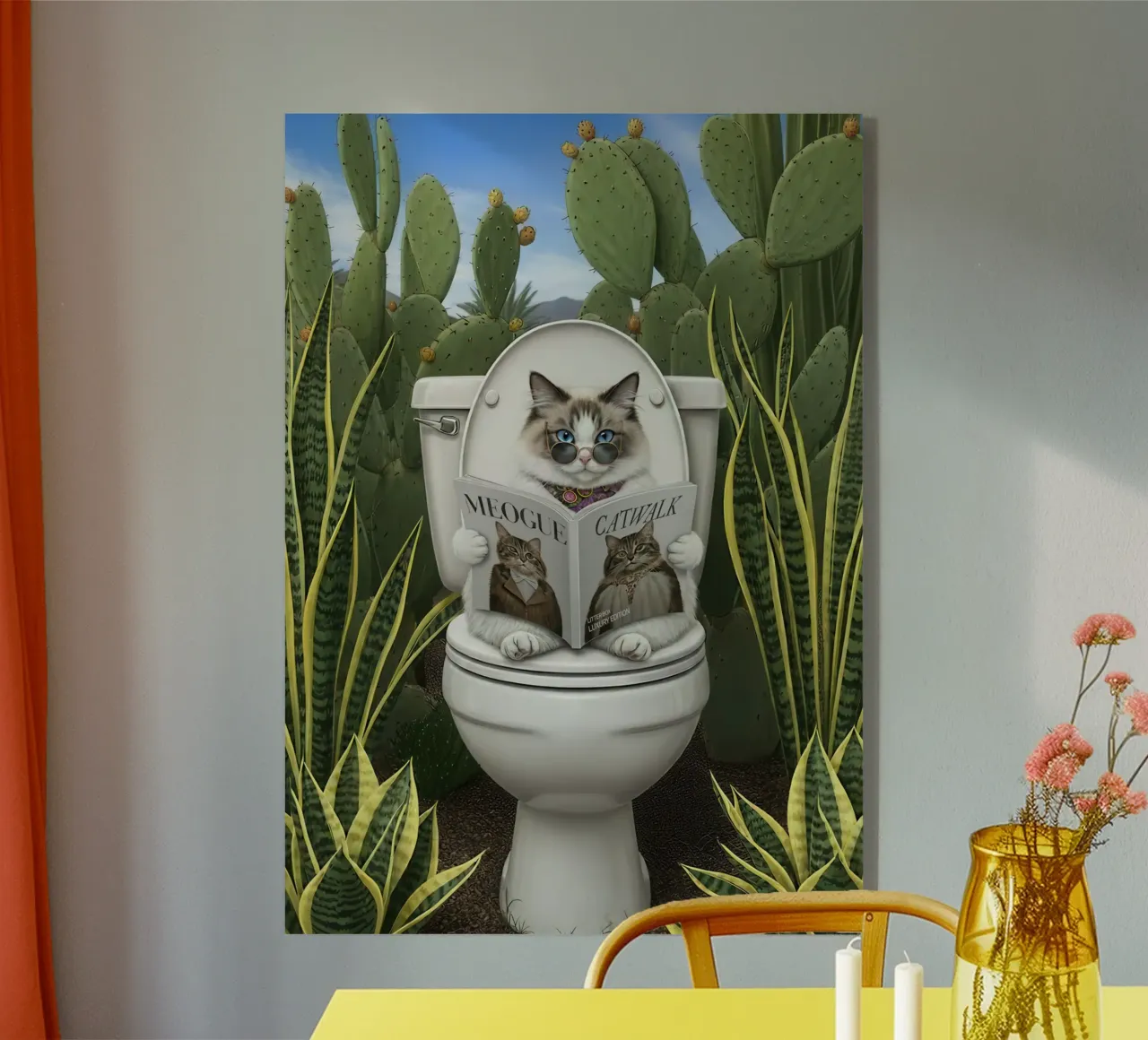 Cat Reading Magazine on Toilet metacrilato de Attaboy Dsgn