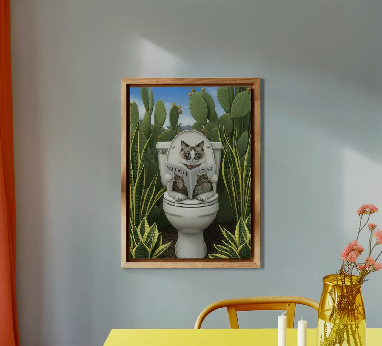 Cat Reading Magazine on Toilet alluminio dibond da Attaboy Dsgn