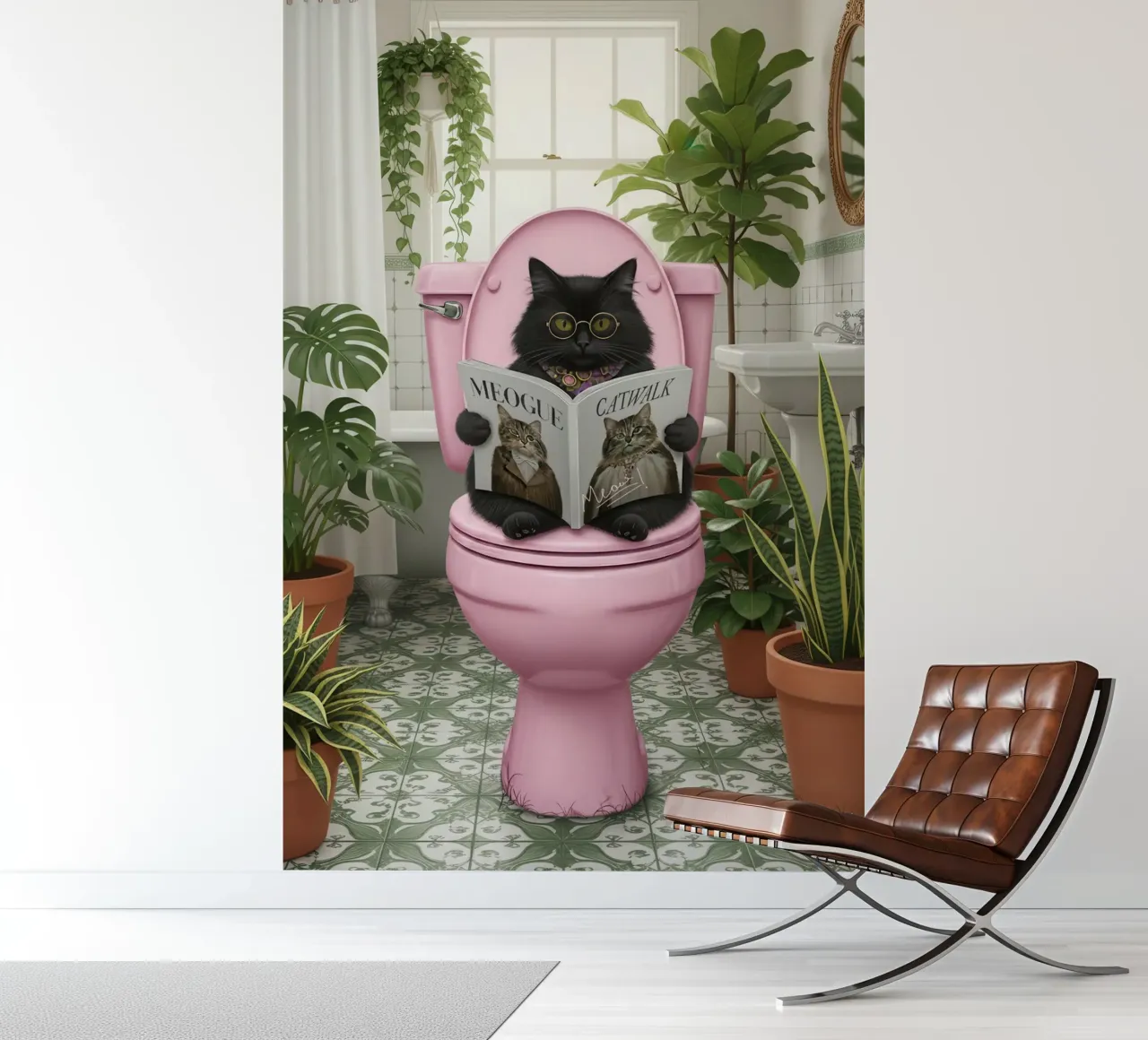 Cat Reading Magazine on Toilet photo wallpaper by Attaboy Dsgn