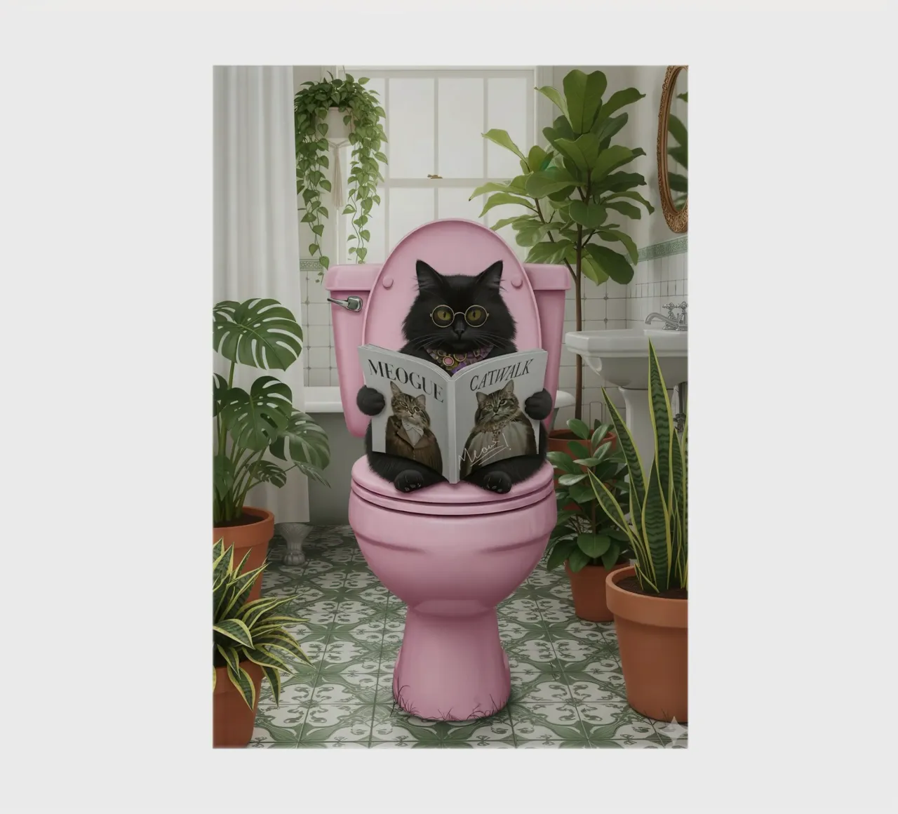 Cat Reading Magazine on Toilet notebook by Attaboy Dsgn