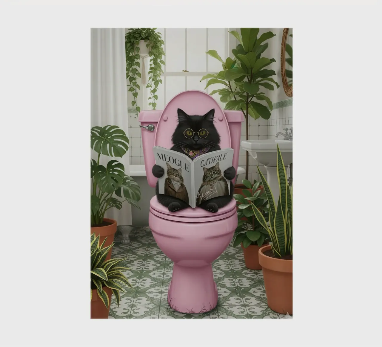 Cat Reading Magazine on Toilet notebook by Attaboy Dsgn