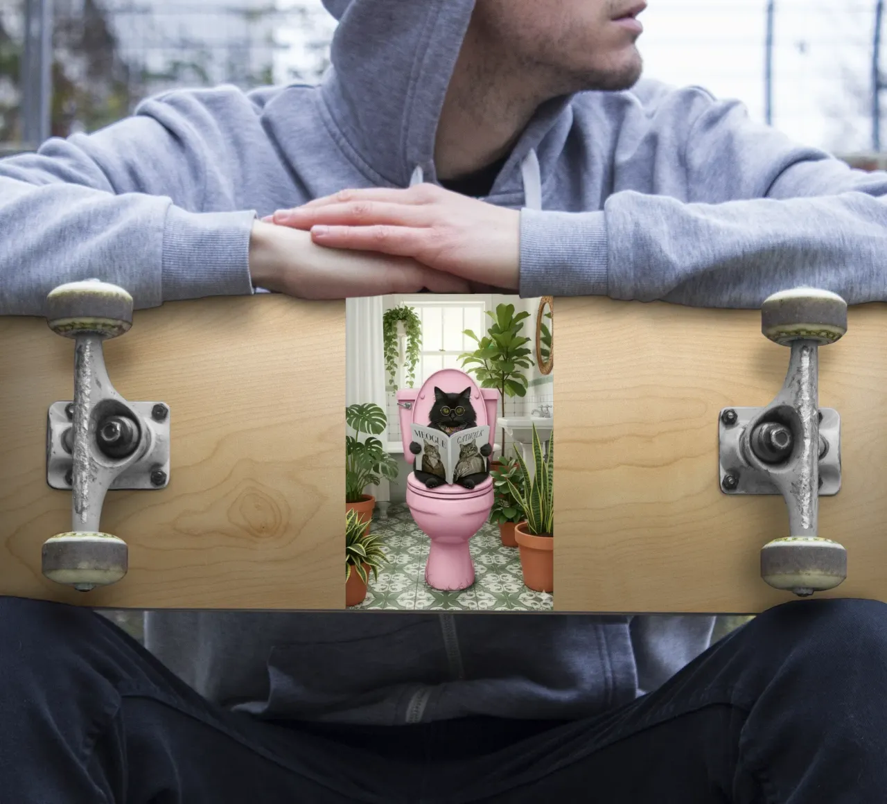 Cat Reading Magazine on Toilet sticker by Attaboy Dsgn