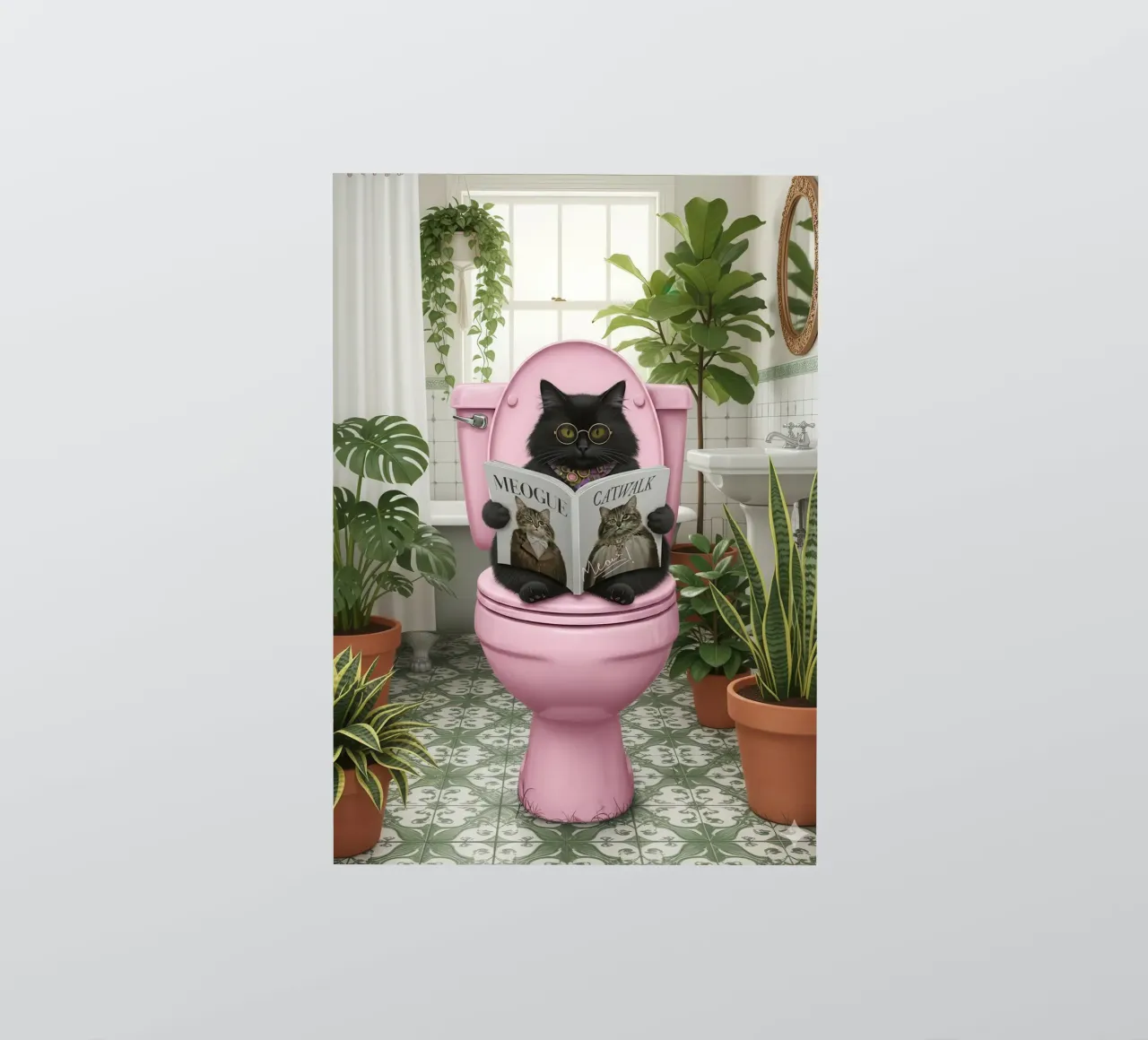 Cat Reading Magazine on Toilet sticker by Attaboy Dsgn