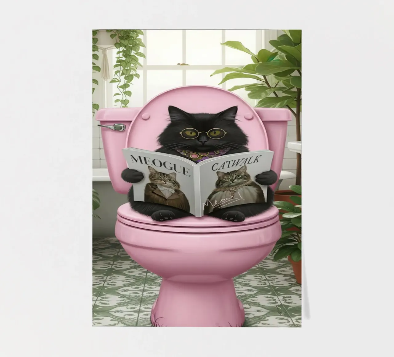 Cat Reading Magazine on Toilet sticker sheet by Attaboy Dsgn