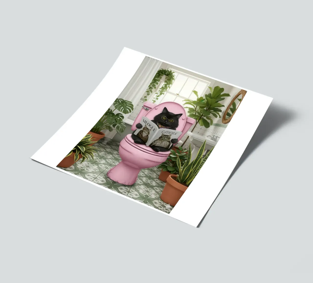 Cat Reading Magazine on Toilet sticker sheet by Attaboy Dsgn
