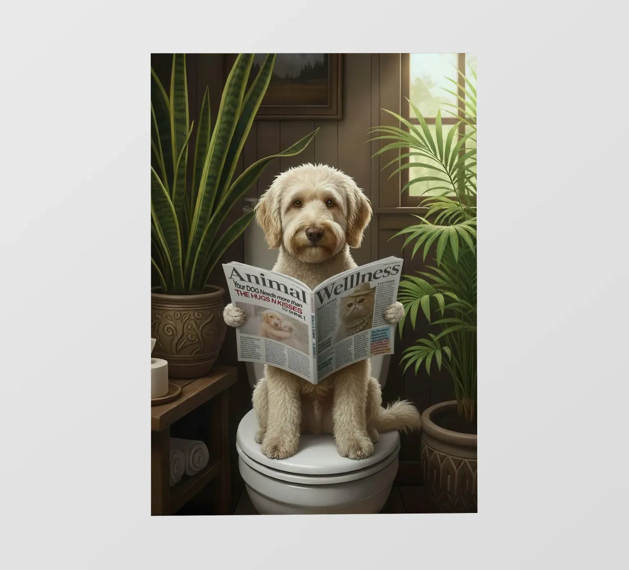 Dog Reading Magazine on Toilet pellicola backlit da Attaboy Dsgn