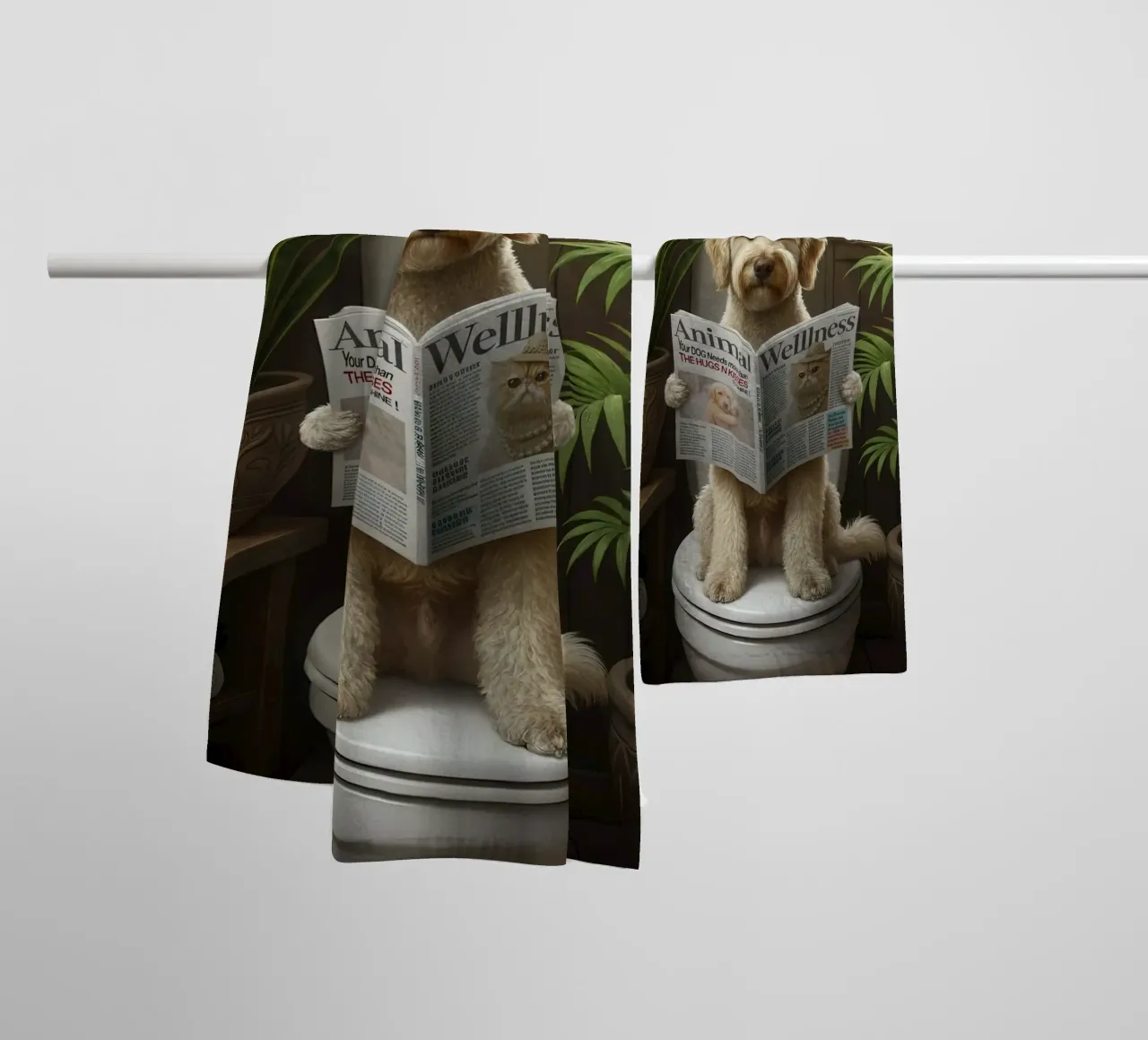 Dog Reading Magazine on Toilet asciugamano da bagno da Attaboy Dsgn