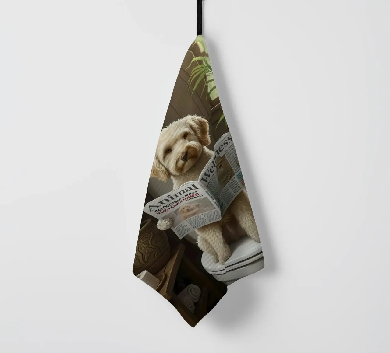 Dog Reading Magazine on Toilet canovaccio da cucina da Attaboy Dsgn