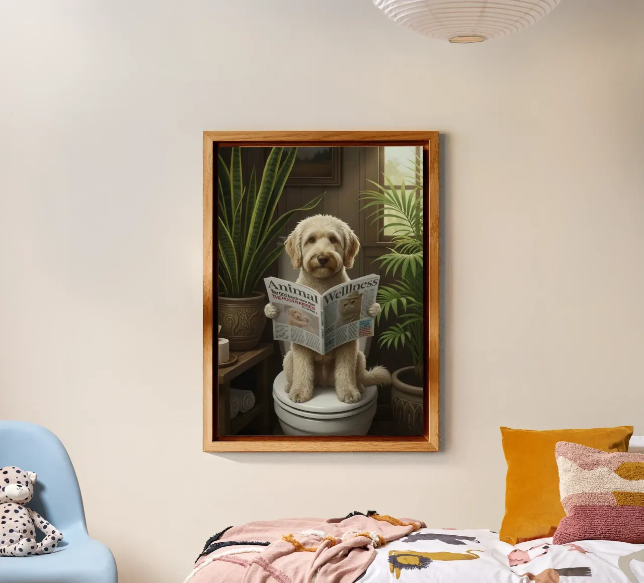 Dog Reading Magazine on Toilet alluminio dibond da Attaboy Dsgn