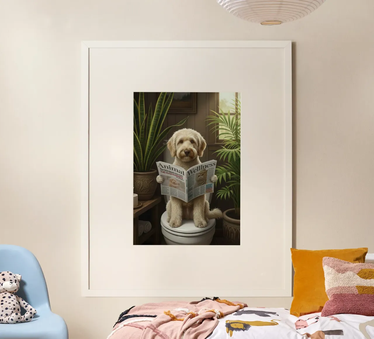 Dog Reading Magazine on Toilet carta hahnemühle da Attaboy Dsgn
