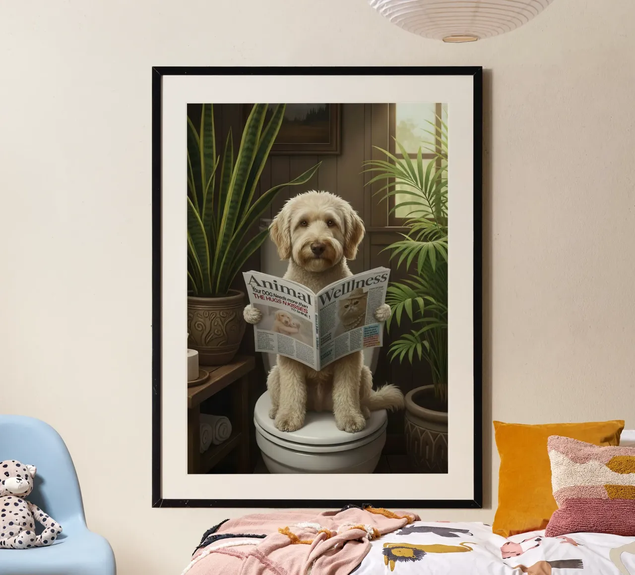 Dog Reading Magazine on Toilet carta hahnemühle da Attaboy Dsgn