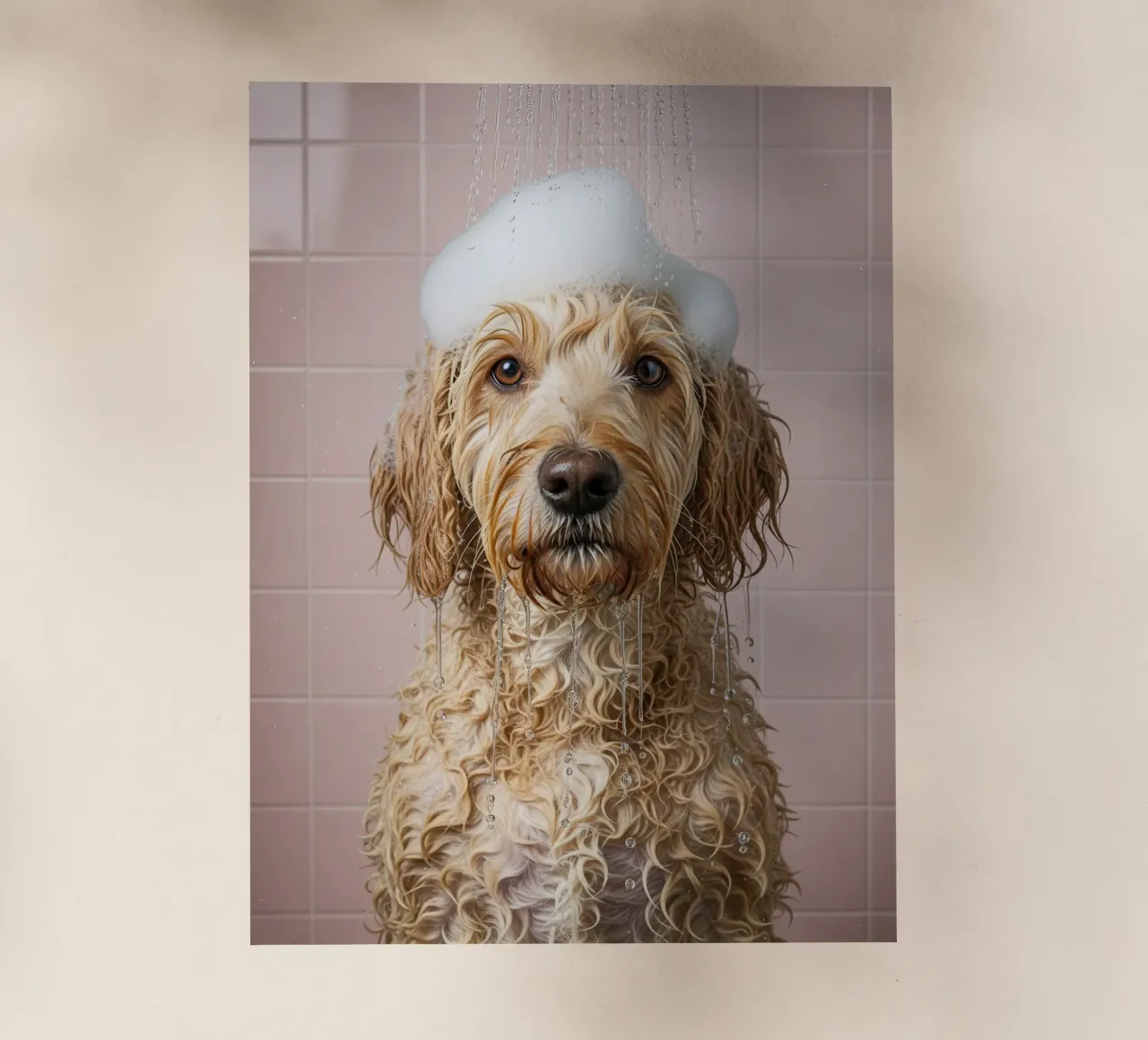 Wet Dog Taking Shower pellicola backlit da Attaboy Dsgn