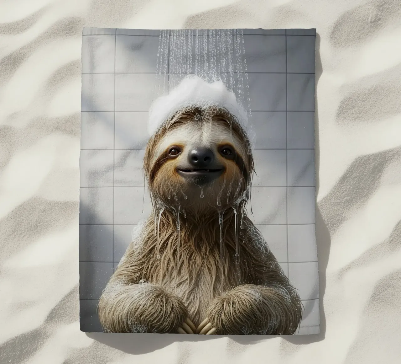 Sloth Taking Shower telo mare da Attaboy Dsgn
