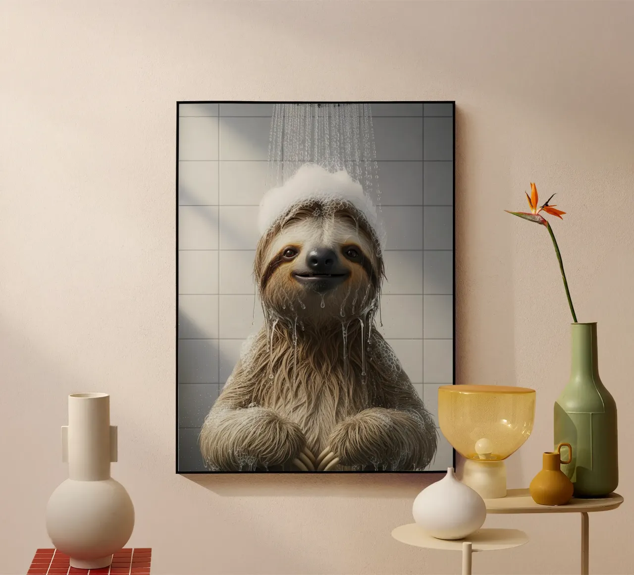 Sloth Taking Shower plexiglass da Attaboy Dsgn