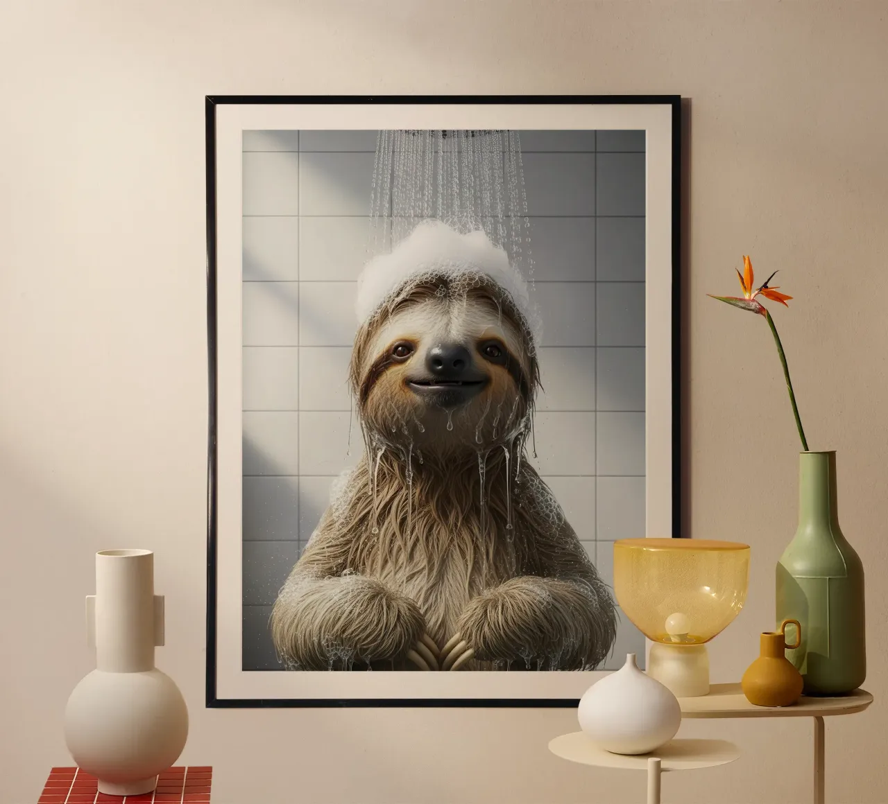 Sloth Taking Shower carta hahnemühle da Attaboy Dsgn