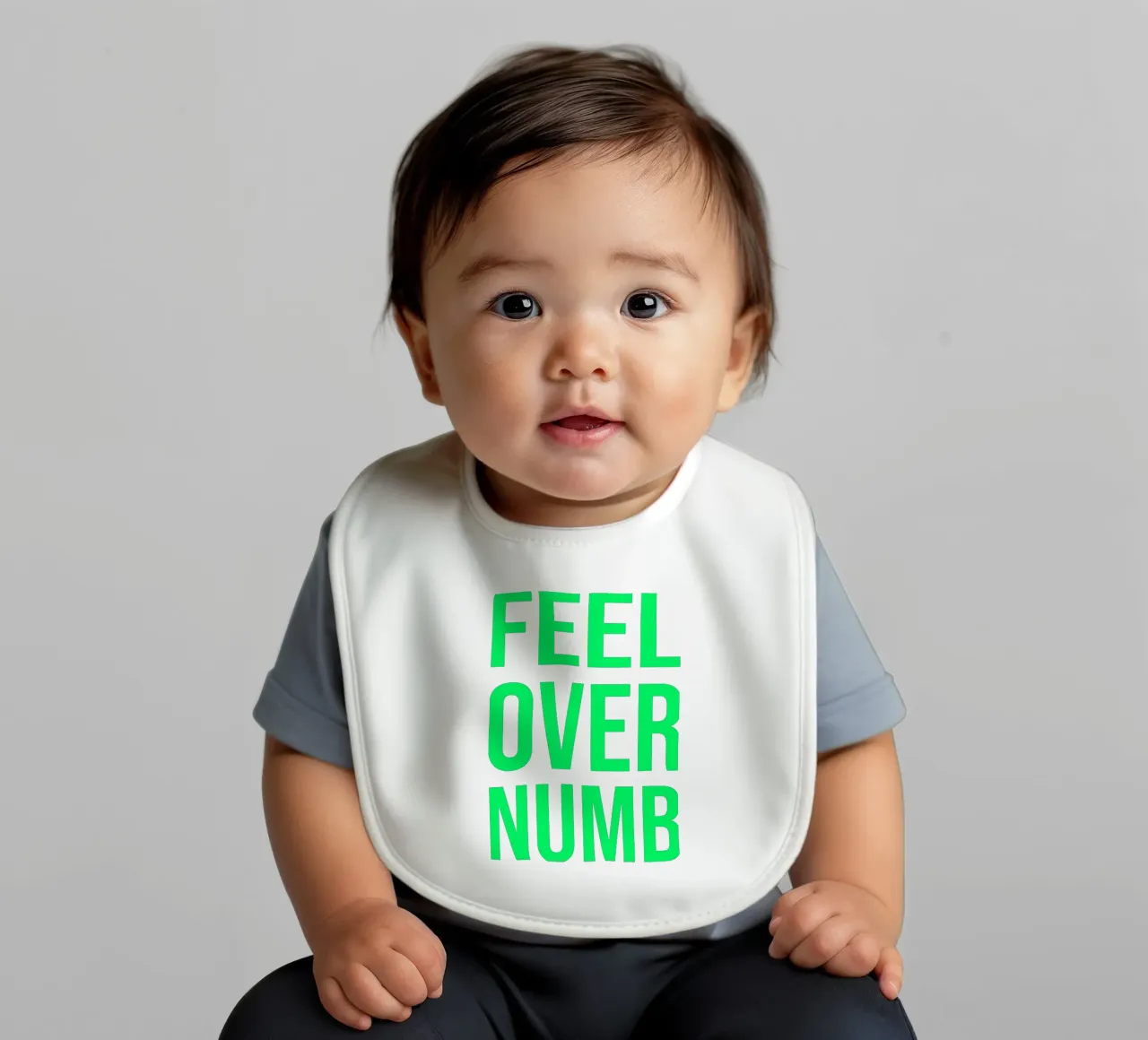 OVER Series- bold letters, brave values (5 colors) bavaglino da FRICKE DESIGN