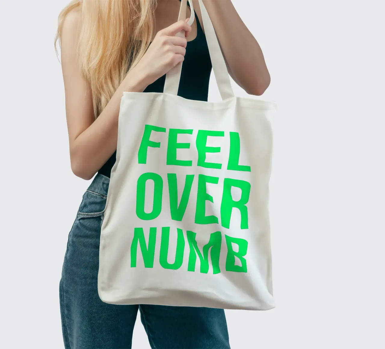 OVER Series- bold letters, brave values (5 colors) borsa in juta da FRICKE DESIGN