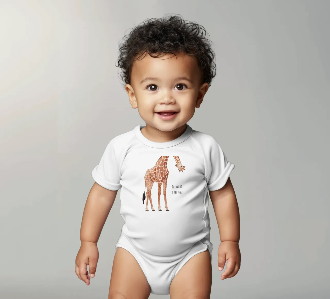 Peekaboo, ti vedo! body neonato maniche corte da Doodle Dreams Art