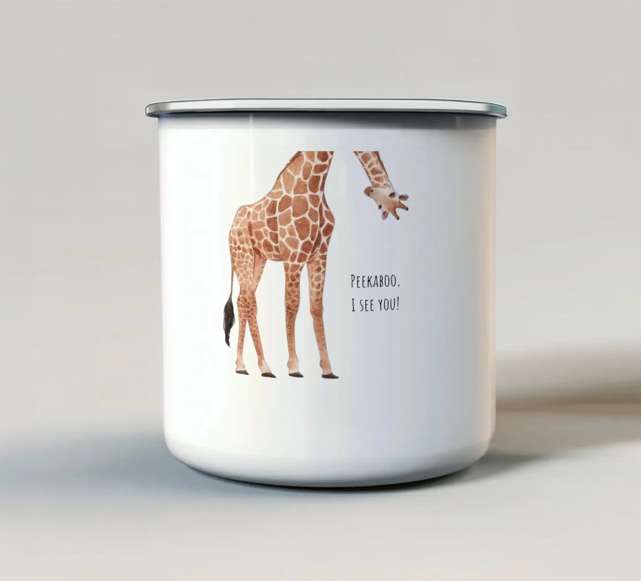 Peekaboo, ti vedo! tazza in smalto da Doodle Dreams Art