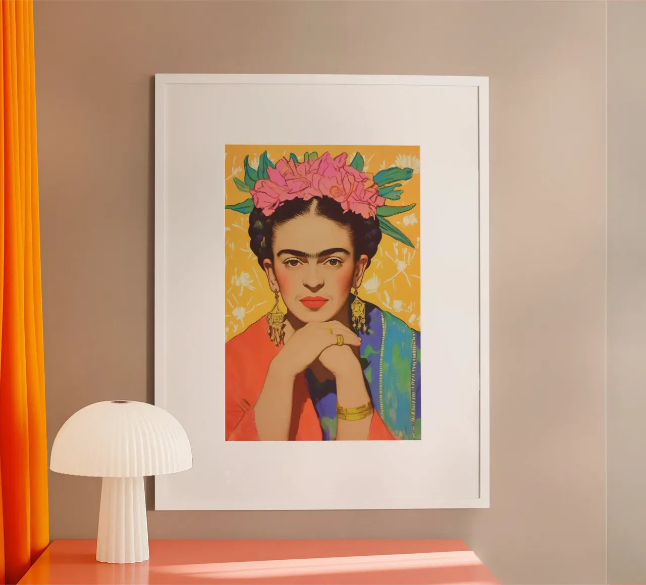 La corona di fiori di Frida poster con telaio in alluminio da Carinaprint