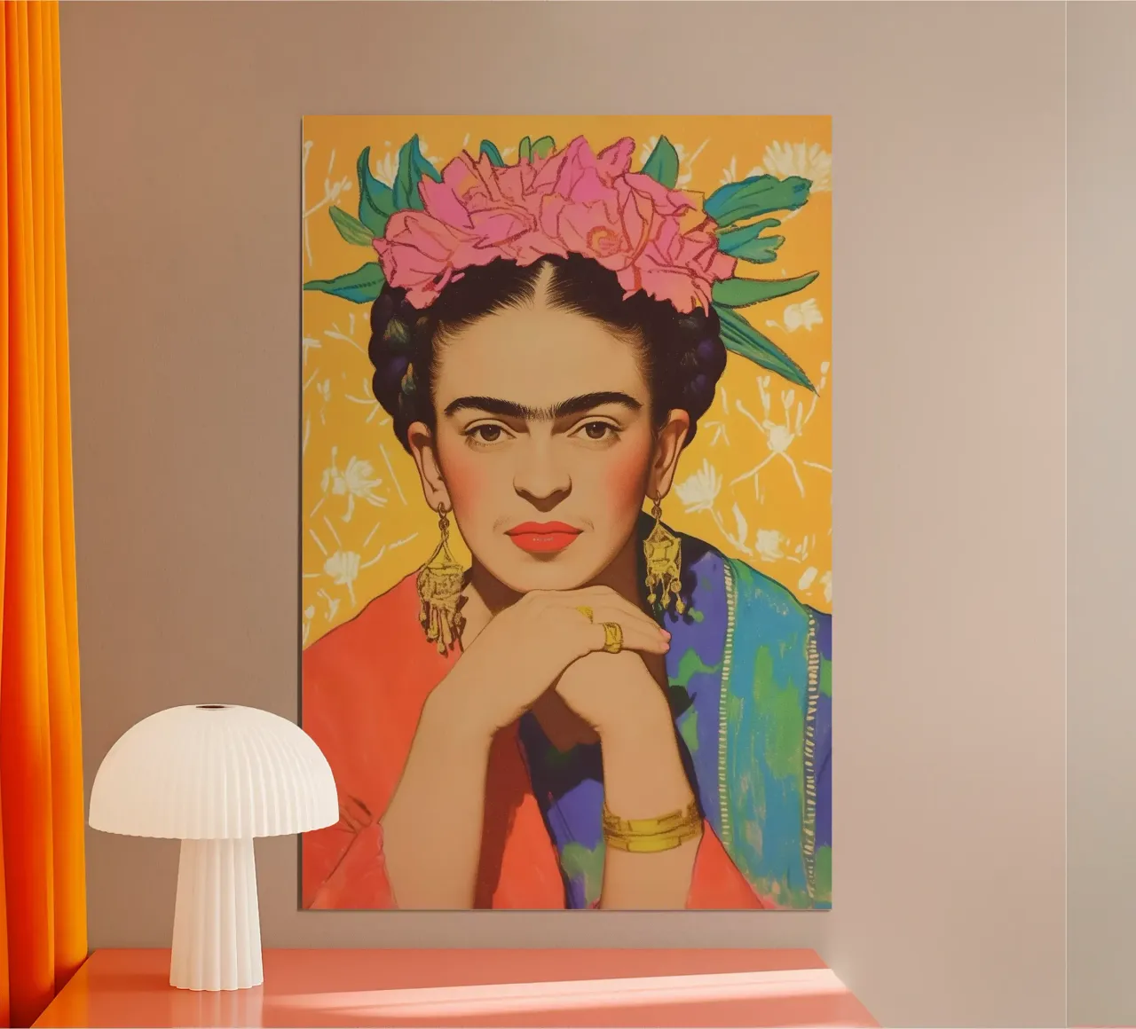 La corona di fiori di Frida poster con telaio in alluminio da Carinaprint