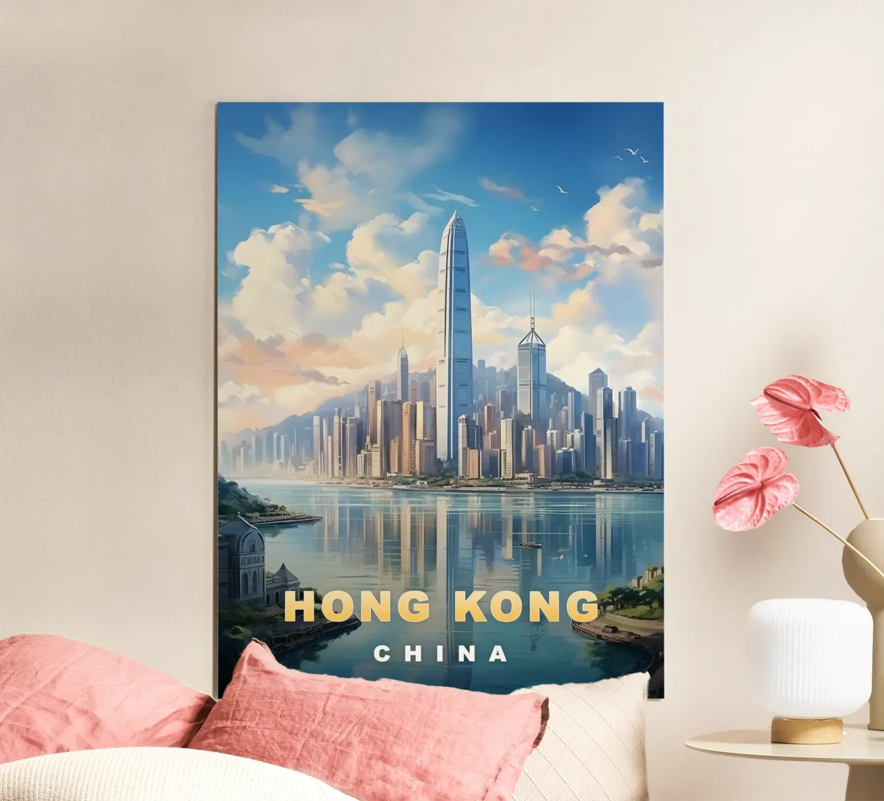 Poster artistico con il riflesso del cielo di Hong Kong in Cina carta hahnemühle da dawnthesea