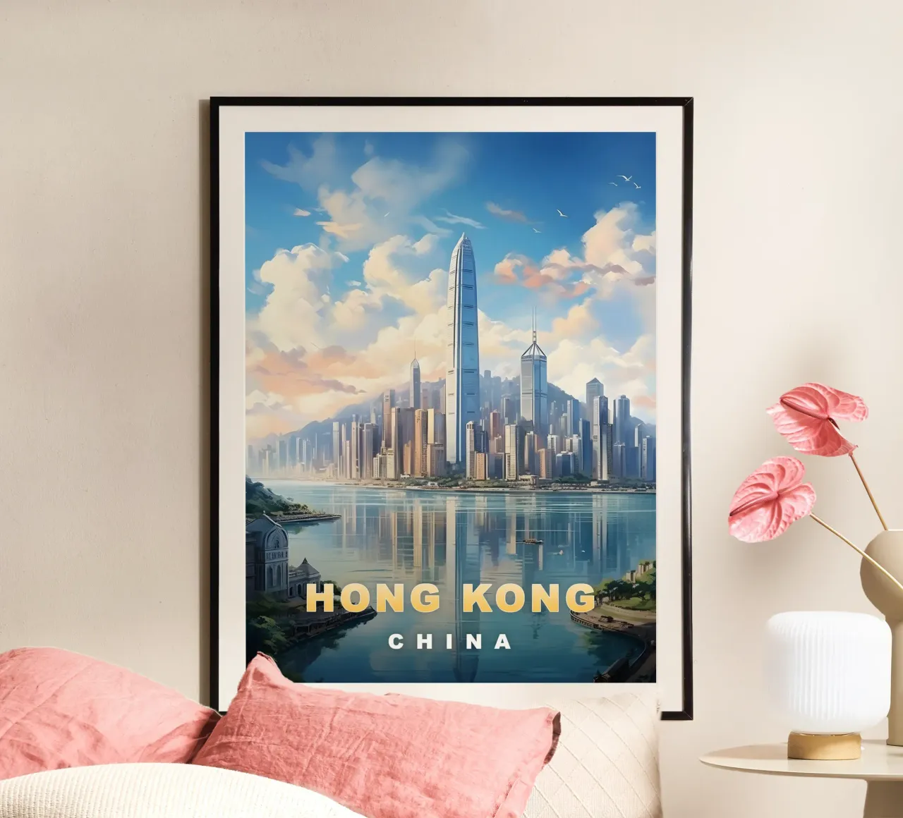 Poster artistico con il riflesso del cielo di Hong Kong in Cina carta hahnemühle da dawnthesea